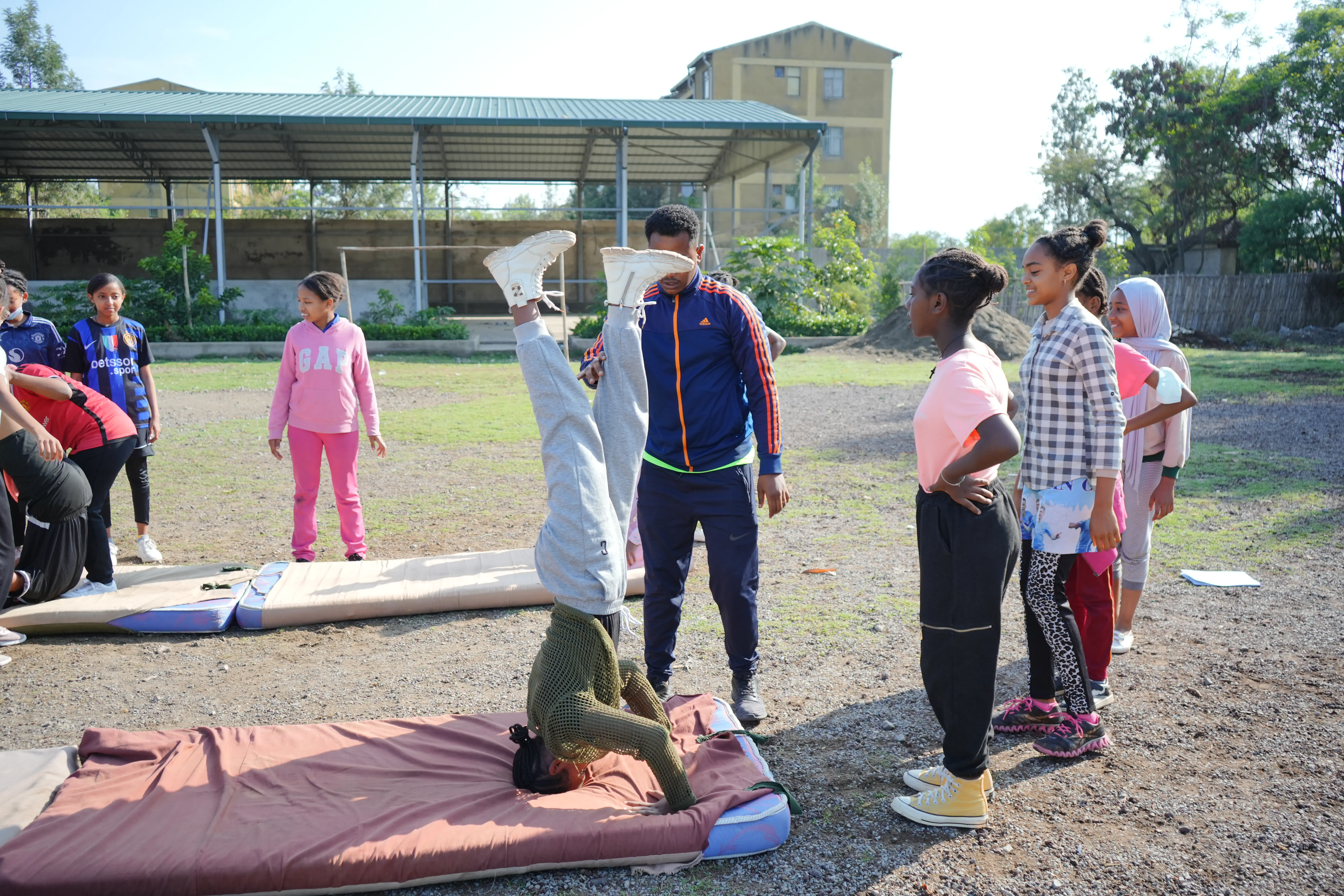 Students competing during school sports match